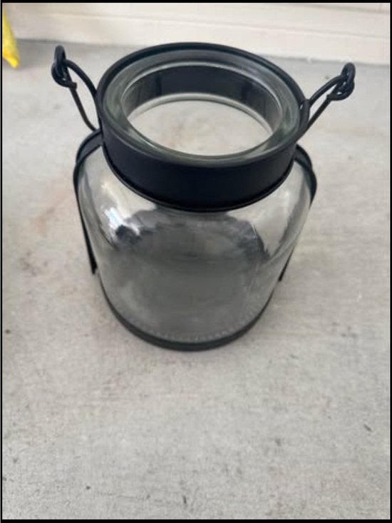 Other - Black Glass Lantern Jar with Metal Handle - Home Accents